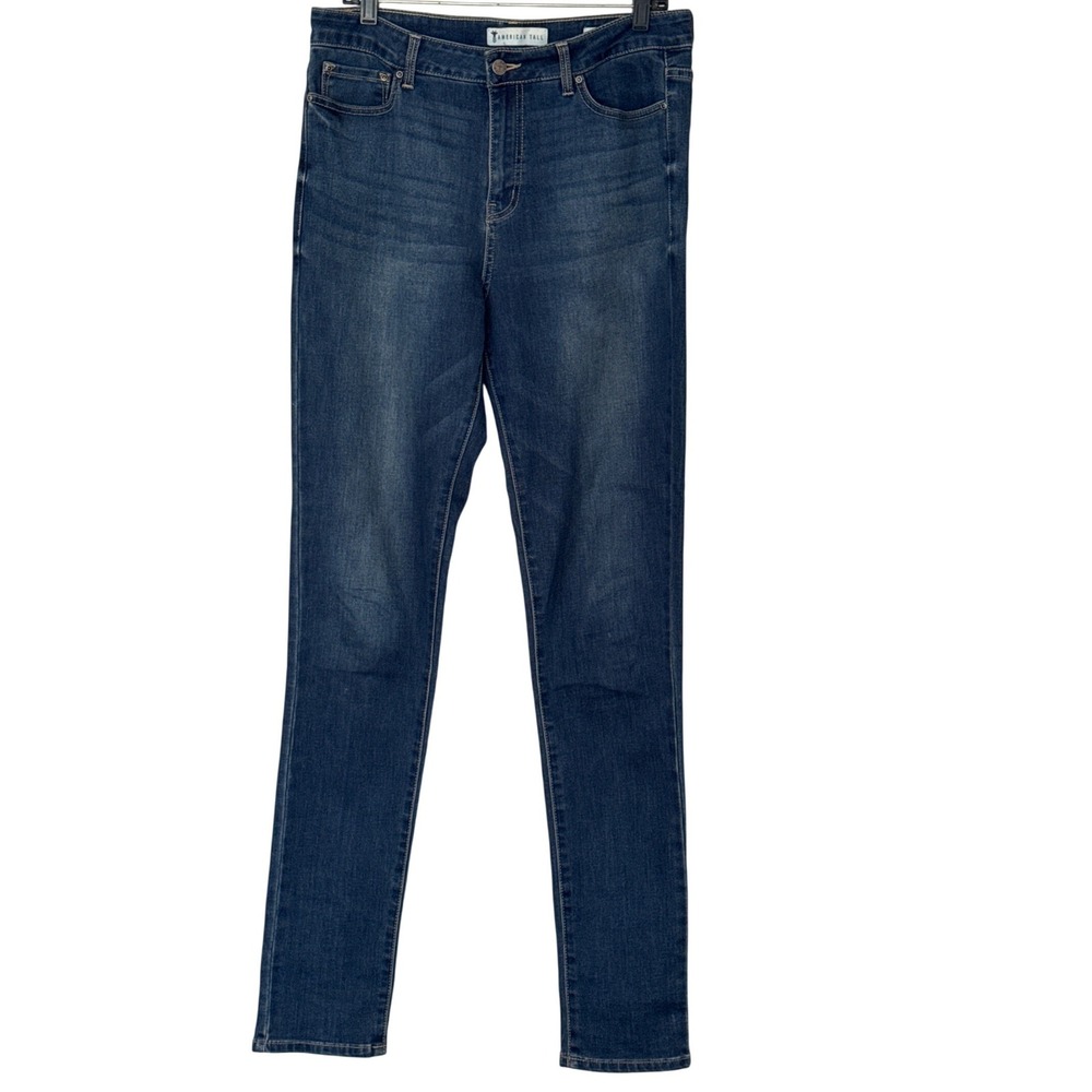 American Tall Georgia High Rise Skinny Jeans Womens 32x35 Blue Stretch Denim